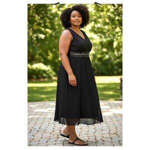 Black Sleeveless Midi Cocktail Dress Sequined Empire Waist Lane Bryant Size 20